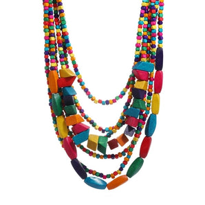 fashion square wood beaded women's necklace 1 piece