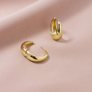 1 Pair Vintage Style Solid Color Zinc alloy White Gold Plated Gold Plated Hoop Earrings
