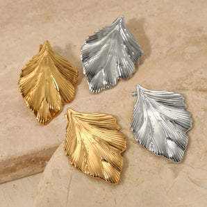 1 Pair Casual Leaf Plating 304 Stainless Steel 16K Gold Plated White Gold Plated Gold Plated Drop Earrings