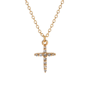 ins style simple style cross alloy plating inlay zircon 18k gold plated women's pendant necklace