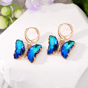 Nihao Wholesale wholesale jewelry 1 pair simple style butterfly alloy artificial crystal drop earrings