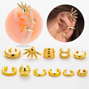 Nihao Wholesale 1 piece vintage style cool style c shape geometric plating copper 18k gold plated ear studs