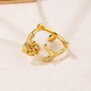 Wholesale Jewelry Romantic Flower 304 Stainless Steel Titanium Steel 18K Gold Plated Plating Open Ring