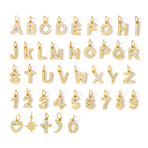 Nihao Wholesale 1 Piece Stainless Steel Zircon 14K Gold Plated Letter Polished Pendant