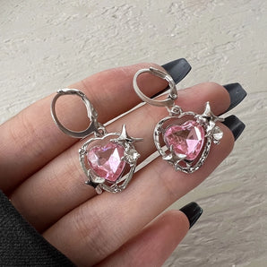 Nihao Wholesale 1 pair sweet heart shape inlay alloy rhinestones drop earrings