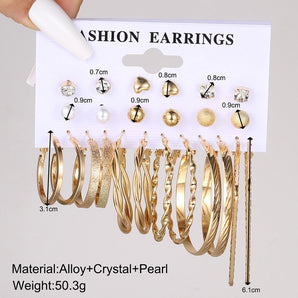 Nihao Wholesale 1 set retro round heart shape plating alloy earrings