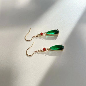 1 Pair Simple Style Water Droplets Inlay Alloy Gem Glass Drop Earrings