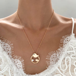 1 piece retro bird alloy plating artificial pearls 14k gold plated mother's day women's pendant necklace