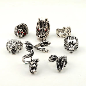 hot-selling jewelry retro punk ring leading tiger animal big ring wholesale