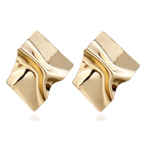 1 Pair Nordic Style British Style Geometric Solid Color Pleated Metal Alloy Ear Studs
