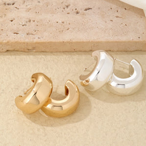 Nihao Wholesale 1 Pair IG Style Hip-Hop Type C Solid Color Polishing Plating 304 Stainless Steel Gold Plated Silver Plated Ear Studs