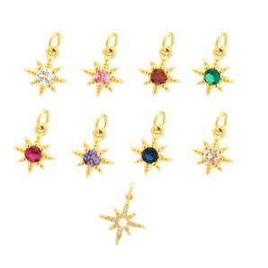 simple style shiny star copper plating inlay zircon 18k gold plated charms