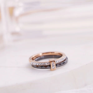 Wholesale Jewelry Retro Simple Style Double Ring Titanium Steel Zircon Plating Rings