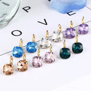 fashion geometric alloy inlay artificial gemstones women's drop earrings 1 pair