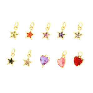 simple style pentagram heart shape copper plating inlay zircon 18k gold plated charms