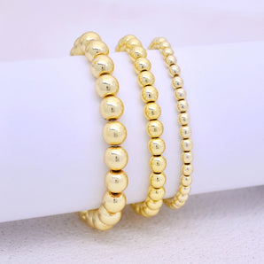 Nihao Wholesale simple style classic style round alloy beaded handmade plating gold plated unisex bracelets