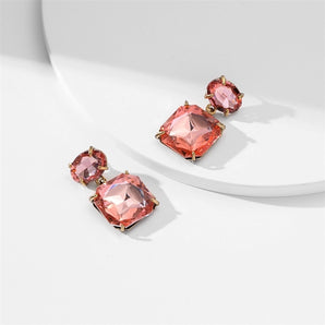 fashion square alloy rhinestone women's drop earrings 1 pair