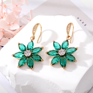 fashion lotus alloy inlay crystal rhinestones women's drop earrings 1 pair