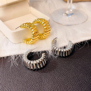 Nihao Wholesale 1 pair retro punk c shape alloy gold plated silver plated ear studs