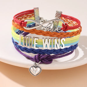 Nihao Wholesale romantic rainbow alloy flannel braid alloy valentine's day couple bracelets