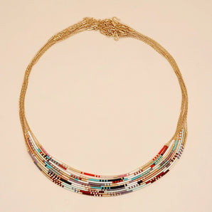 bohemian colorful glass irregular beaded women's necklace
