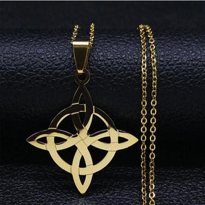 hip-hop witches knot stainless steel hollow out unisex pendant necklace