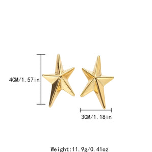 1 Pair Classic Style Streetwear Pentagram Plating 304 Stainless Steel Gold Plated Ear Studs