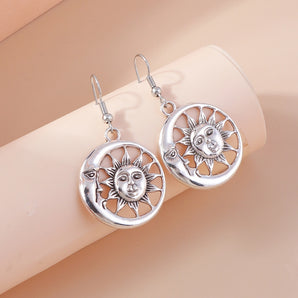 1 pair vintage style sun alloy drop earrings