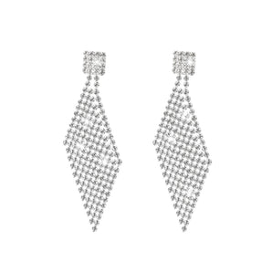 fashion rhombus rhinestone inlay rhinestones women's drop earrings 1 pair