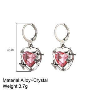 Nihao Wholesale 1 pair sweet heart shape inlay alloy rhinestones drop earrings