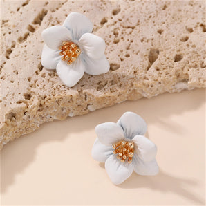 1 Pair IG Style Elegant Sweet Flower Plastic Ear Studs