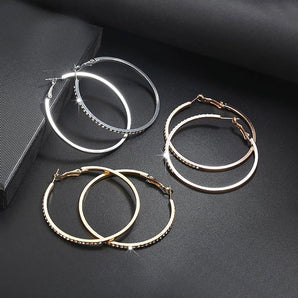 Nihao Wholesale simple fashion rhinestone-encrusted alloy big hoop earrings nhpf145217