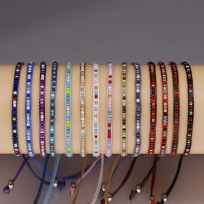 1 piece simple style round multicolor rope beaded knitting women's bracelets