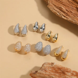 1 pair elegant glam water droplets plating inlay copper zircon earrings