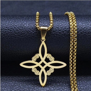 Nihao Wholesale simple style cross witches knot alloy hollow out unisex pendant necklace