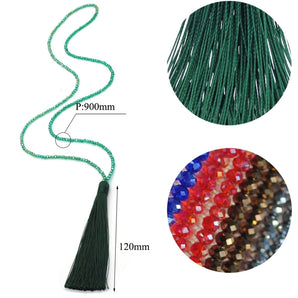 fashion solid color silk thread tassel silk thread beaded women's sweater chain