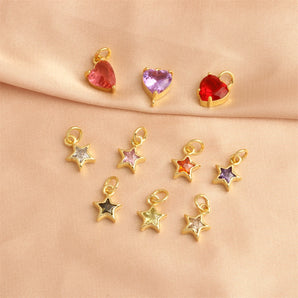 simple style pentagram heart shape copper plating inlay zircon 18k gold plated charms