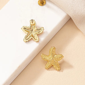 1 pair simple style starfish plating alloy ear studs