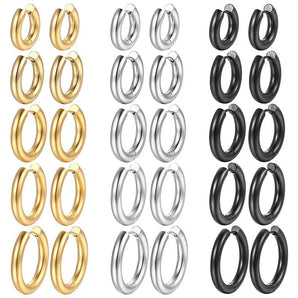 Nihao Wholesale 1 Piece Simple Style Circle Plating 201 Stainless Steel 18K Gold Plated Earrings