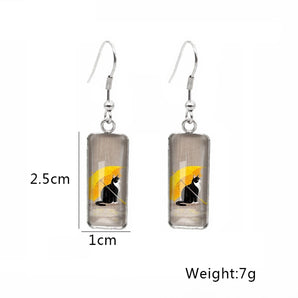 1 Pair Cartoon Style Fashion Simple Style Cat Patchwork Alloy Glass Drop Earrings