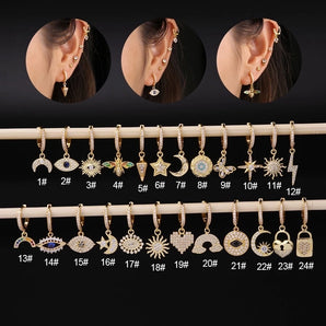 Nihao Wholesale Ear Cartilage Rings & Studs Insect Copper Plating Artificial Gemstones