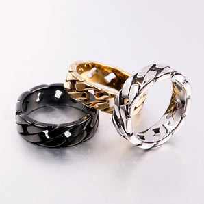 Nihao Wholesale Classic Style Solid Color Titanium Steel 18K Gold Plated Men's Rings