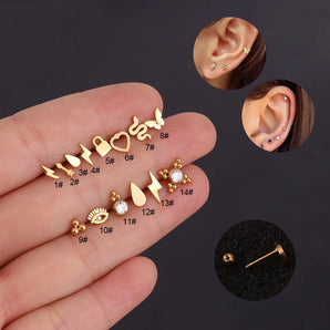Nihao Wholesale Ear Cartilage Rings & Studs Lady Geometric 316 Stainless Steel  Plating