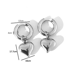 Nihao Wholesale 1 Pair Sweet Heart Shape Plating Titanium Steel 18K Gold Plated Drop Earrings