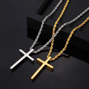 Nihao Wholesale Hip-Hop Cross 304 Stainless Steel Plating Gold Plated Silver Plated Men's Pendant Necklace