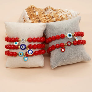 Nihao Wholesale 1 piece fashion round eye arylic alloy glass beaded women's bracelets