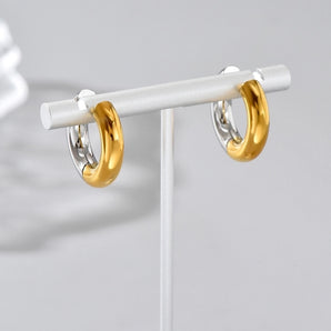 Nihao Wholesale 1 Pair Simple Style Classic Style Roman Style Geometric Plating 304 Stainless Steel Titanium Steel 18K Gold Plated Earrings
