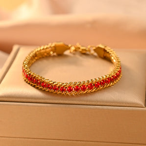 Nihao Wholesale Simple Style Classic Style Color Block 304 Stainless Steel 18K Gold Plated Zircon Bracelets In Bulk