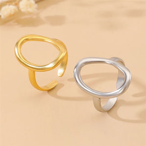 Nihao Wholesale Alloy Gold Plated Silver Plated Casual Modern Style Streetwear Hollow Out Oval Open Rings