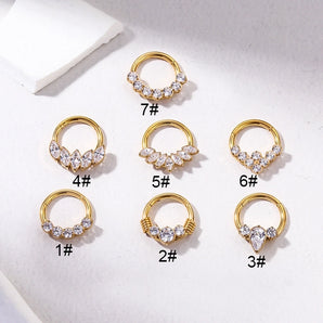 1 Piece Nose Rings & Studs Retro Leaf Water Droplets Pure Titanium Inlaid Zircon
